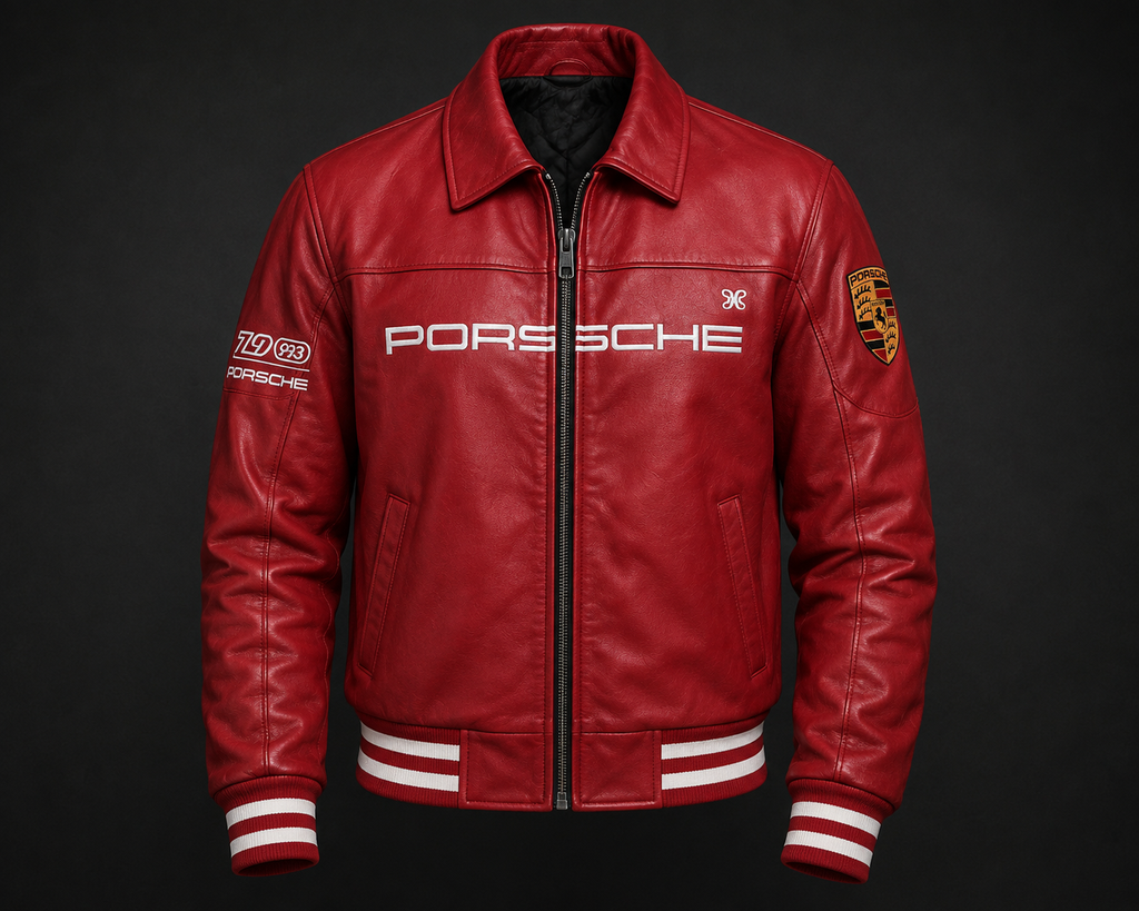 Men’s Red Racing Leather Jacket – Genuine Leather Motorsport Biker Jacket
