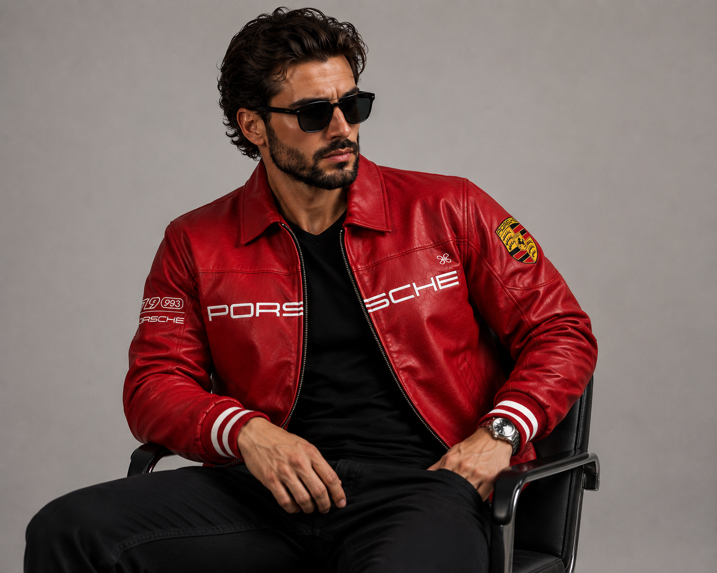 Men’s Red Racing Leather Jacket – Genuine Leather Motorsport Biker Jacket