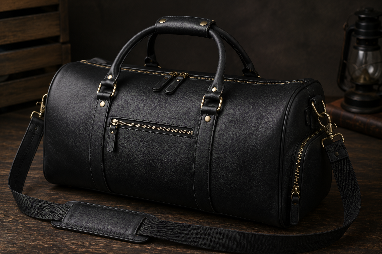 Black duffle bag