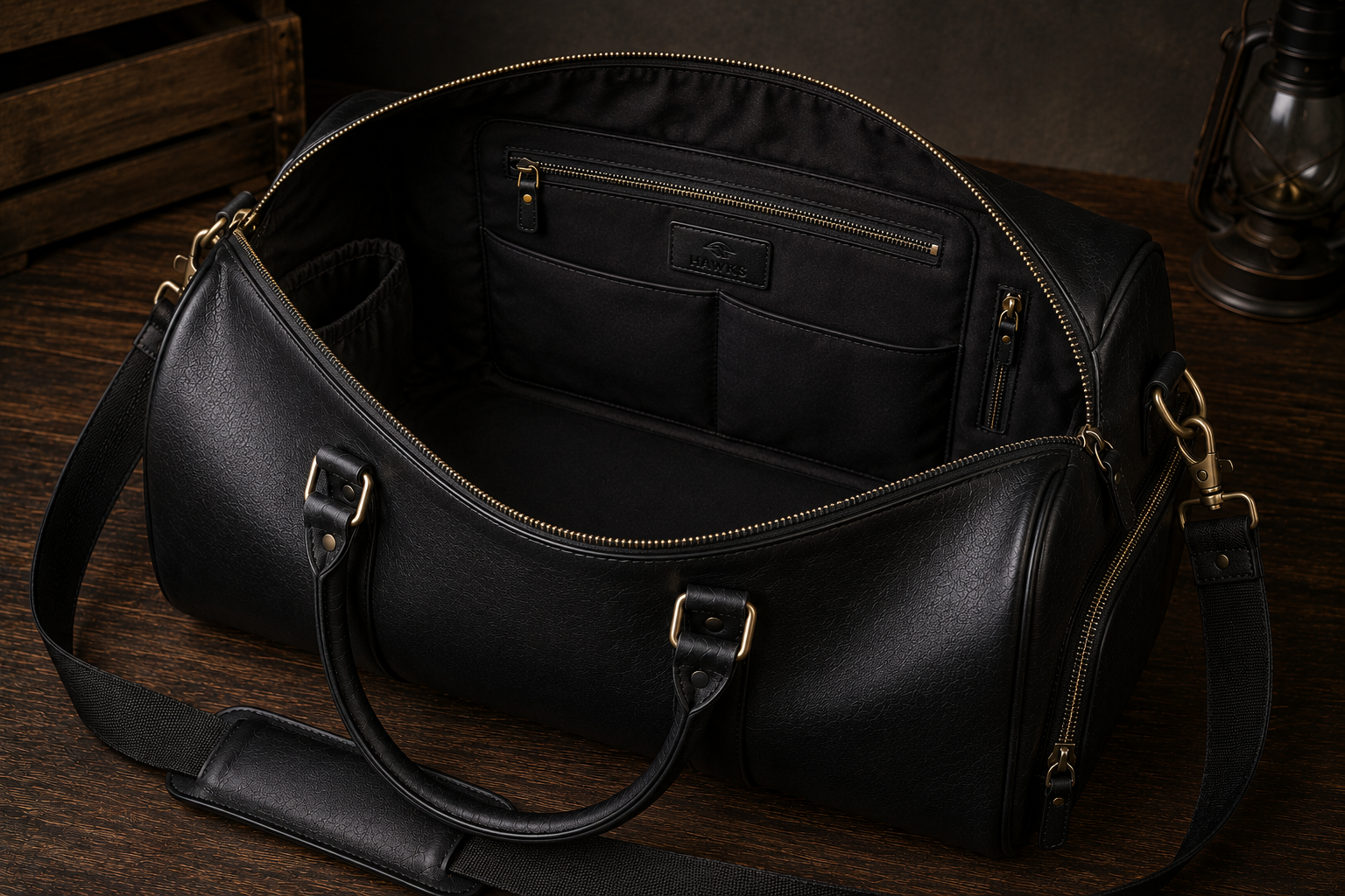 Black duffle bag